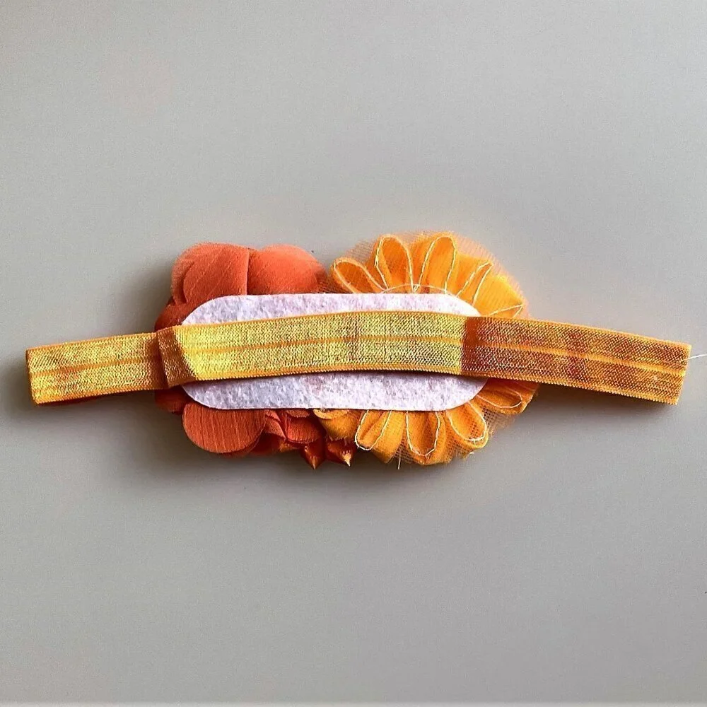 ORANGE RHINESTONE FLOWER PRINCESS HEADBANDS HALLOWEEN THANKSGIVING FALL